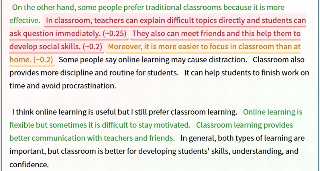 Mark top 5 sentences that lose score most